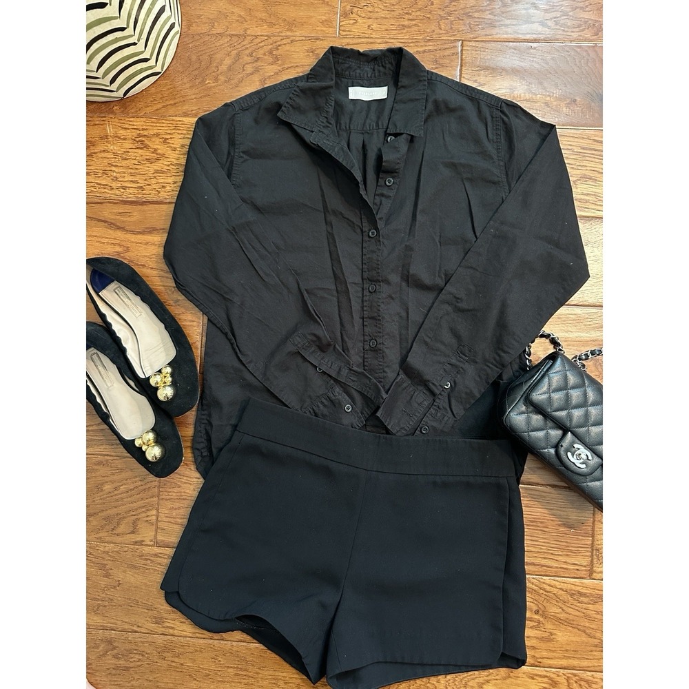 Everlane Black Cotton Poplin Relaxed Shirt Size 2 Button Up Long Sleeve Blouse